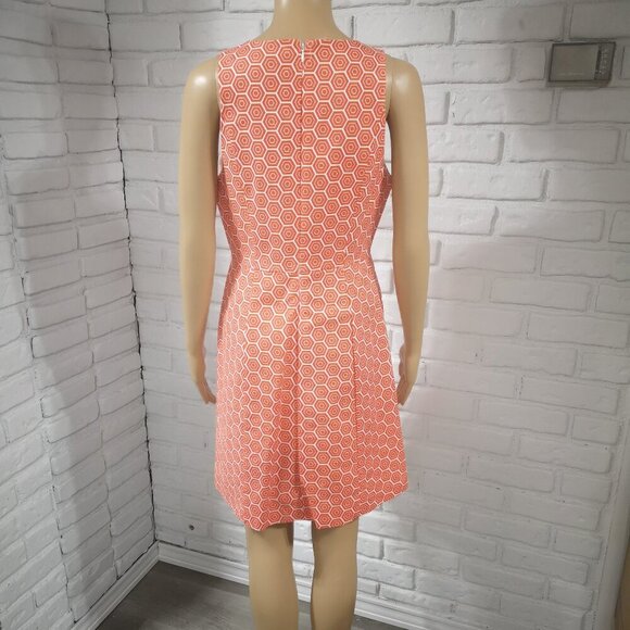 Gap Ladies Size 8 Orange & White Sleeveless Fit & Flare Fully Lined Dress - Picture 2 of 8